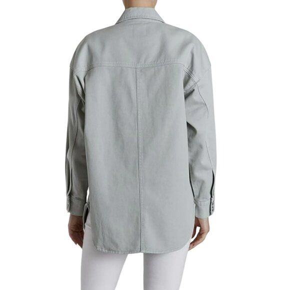 Oat New York Misty Green Denim Shirt Jacket Shacket NWT Small - Picture 2 of 6